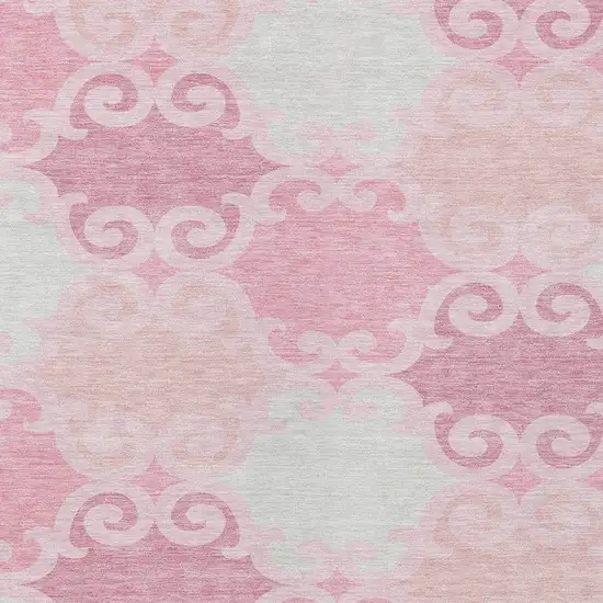 Pink And Gray Trellis Washable Indoor Outdoor Area Rug Photo 7