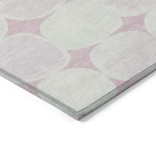 Pink And Ivory Abstract Washable Indoor Outdoor Area Rug Photo 5