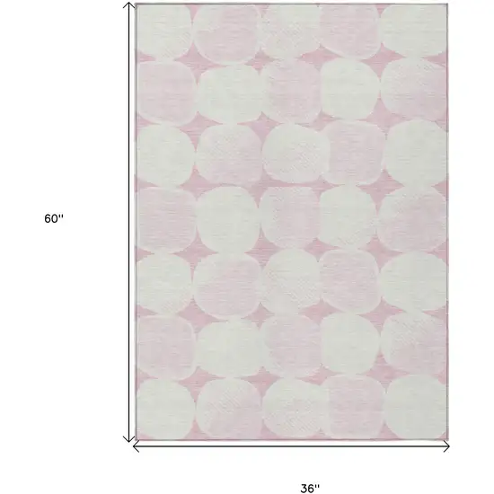 Pink And Ivory Abstract Washable Indoor Outdoor Area Rug Photo 3