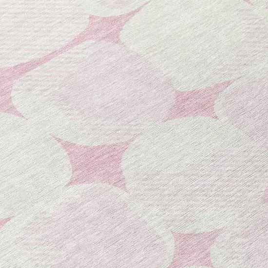 Pink And Ivory Abstract Washable Indoor Outdoor Area Rug Photo 6