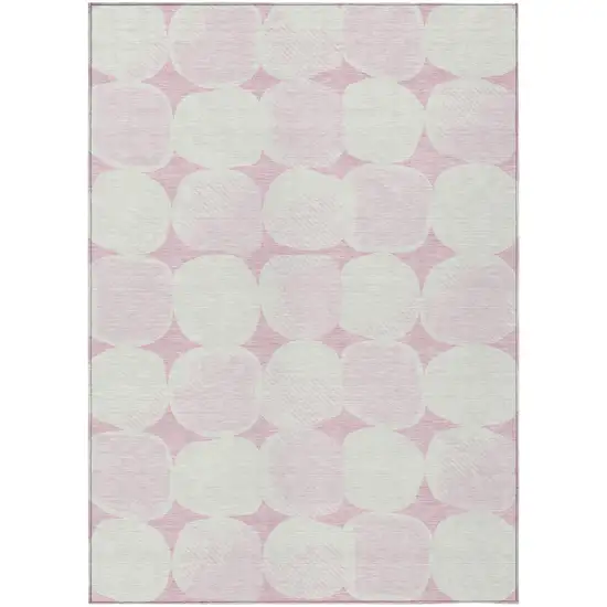 Pink And Ivory Abstract Washable Indoor Outdoor Area Rug Photo 2