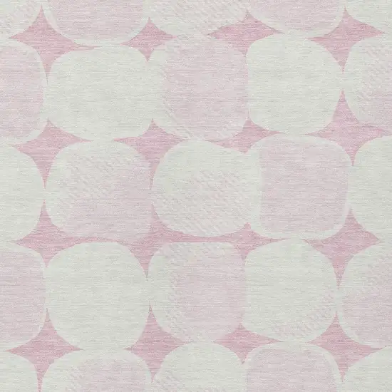 Pink And Ivory Abstract Washable Indoor Outdoor Area Rug Photo 7
