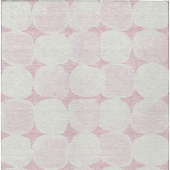 Pink And Ivory Abstract Washable Indoor Outdoor Area Rug Photo 8