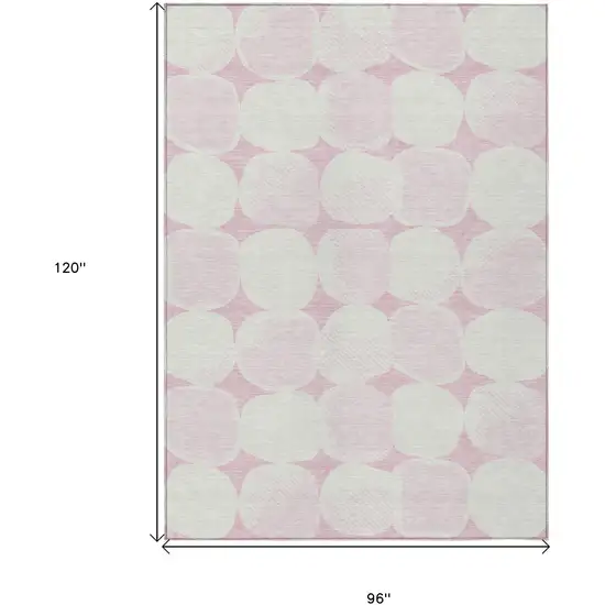 Pink And Ivory Abstract Washable Indoor Outdoor Area Rug Photo 3