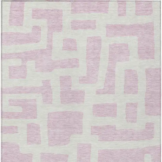Pink And Ivory Abstract Washable Indoor Outdoor Area Rug Photo 7
