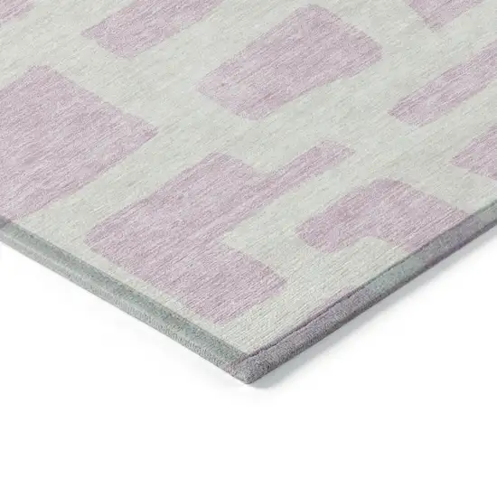 Pink And Ivory Abstract Washable Indoor Outdoor Area Rug Photo 5