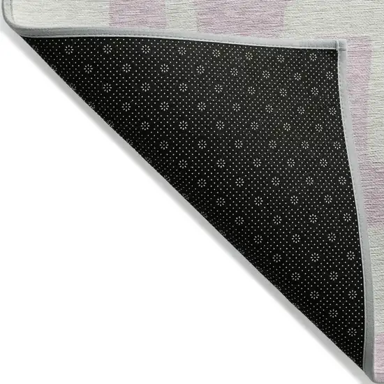 Pink And Ivory Abstract Washable Indoor Outdoor Area Rug Photo 4