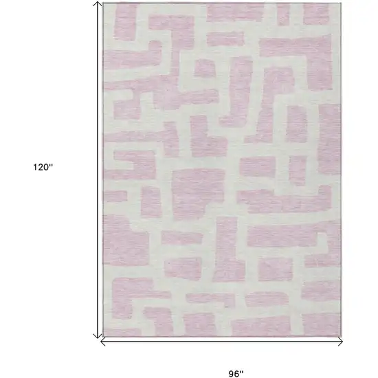 Pink And Ivory Abstract Washable Indoor Outdoor Area Rug Photo 3