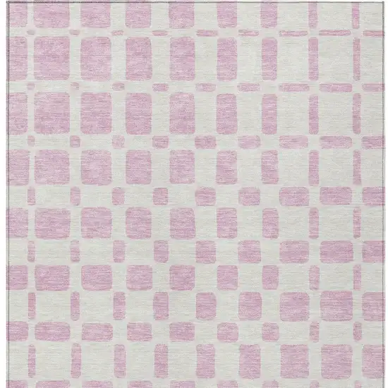 Pink And Ivory Geometric Washable Indoor Outdoor Area Rug Photo 7