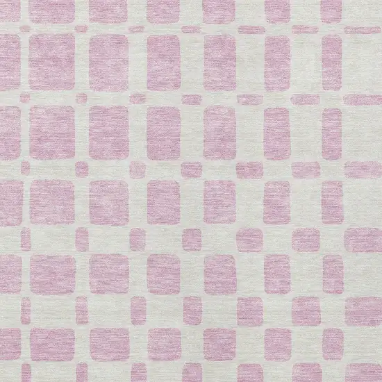 Pink And Ivory Geometric Washable Indoor Outdoor Area Rug Photo 6