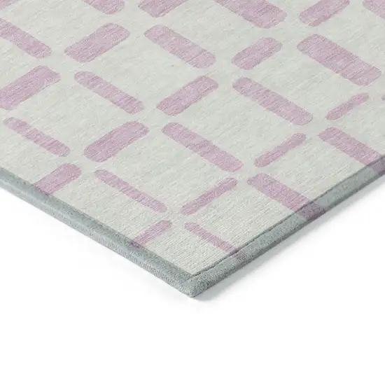 Pink And Ivory Geometric Washable Indoor Outdoor Area Rug Photo 5