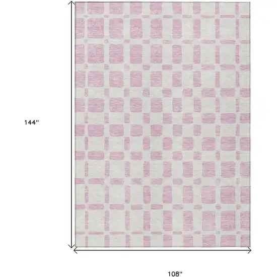 Pink And Ivory Geometric Washable Indoor Outdoor Area Rug Photo 3