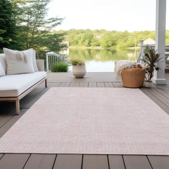 Pink And Ivory Geometric Washable Indoor Outdoor Area Rug Photo 7