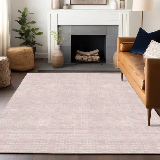 Pink And Ivory Geometric Washable Indoor Outdoor Area Rug Photo 8