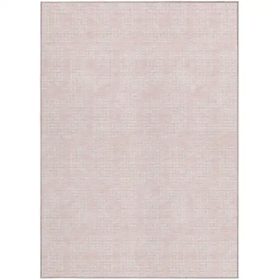 Pink And Ivory Geometric Washable Indoor Outdoor Area Rug Photo 6