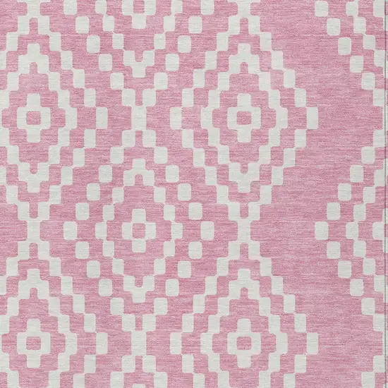 Pink And Ivory Geometric Washable Indoor Outdoor Area Rug Photo 7