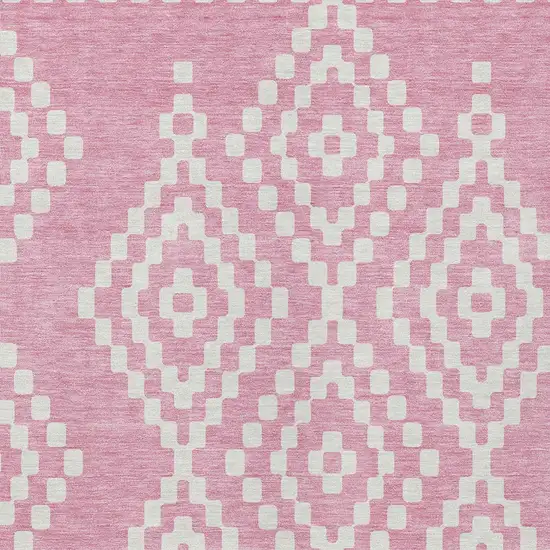 Pink And Ivory Geometric Washable Indoor Outdoor Area Rug Photo 7