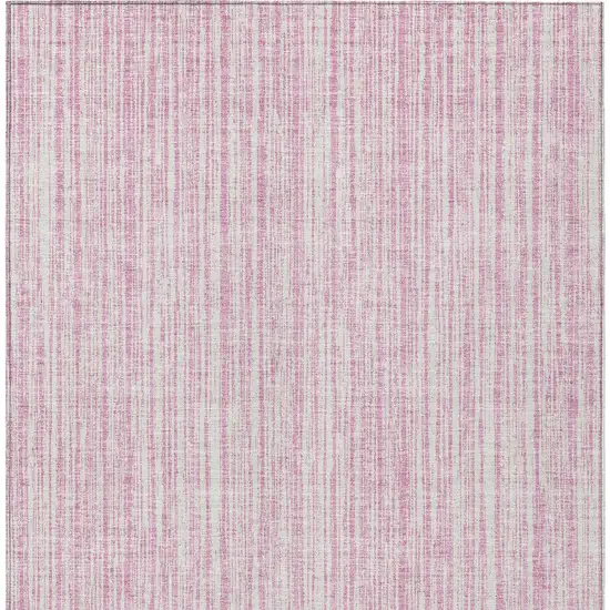 Pink And Ivory Striped Washable Indoor Outdoor Area Rug Photo 5