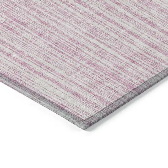 Pink And Ivory Striped Washable Indoor Outdoor Area Rug Photo 3