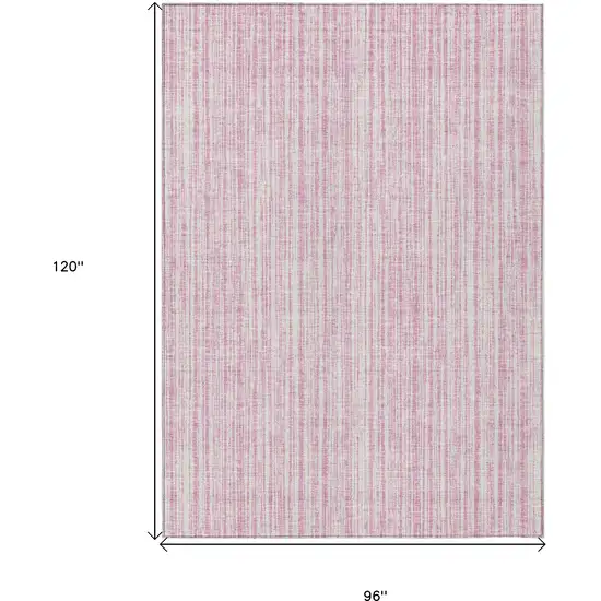 Pink And Ivory Striped Washable Indoor Outdoor Area Rug Photo 9