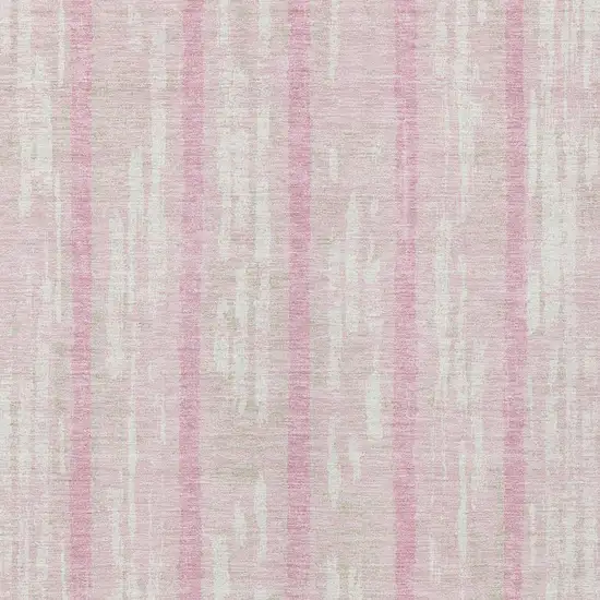 Pink And Ivory Striped Washable Indoor Outdoor Area Rug Photo 6