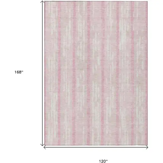 Pink And Ivory Striped Washable Indoor Outdoor Area Rug Photo 3