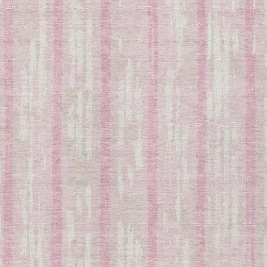 Pink And Ivory Striped Washable Indoor Outdoor Area Rug Photo 6