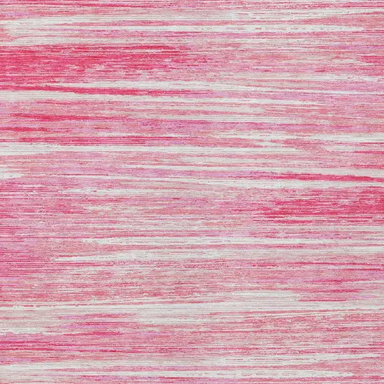 Pink And Ivory Striped Washable Indoor Outdoor Area Rug Photo 6