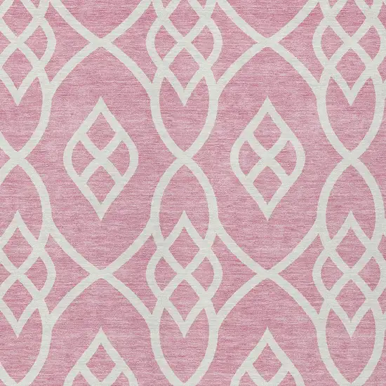 Pink And Ivory Trellis Washable Indoor Outdoor Area Rug Photo 6