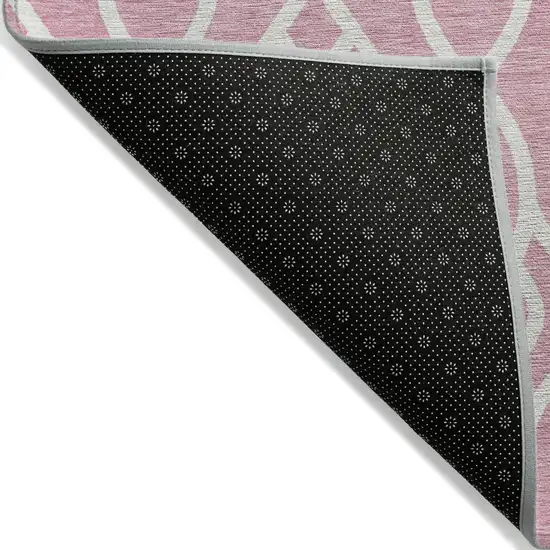 Pink And Ivory Trellis Washable Indoor Outdoor Area Rug Photo 4