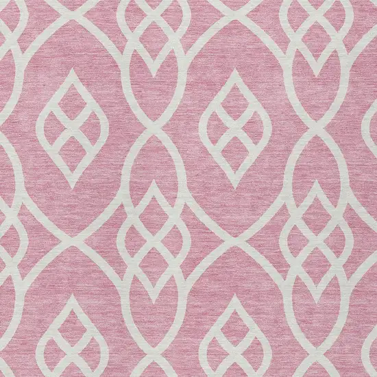 Pink And Ivory Trellis Washable Indoor Outdoor Area Rug Photo 6