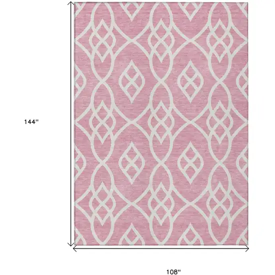 Pink And Ivory Trellis Washable Indoor Outdoor Area Rug Photo 3