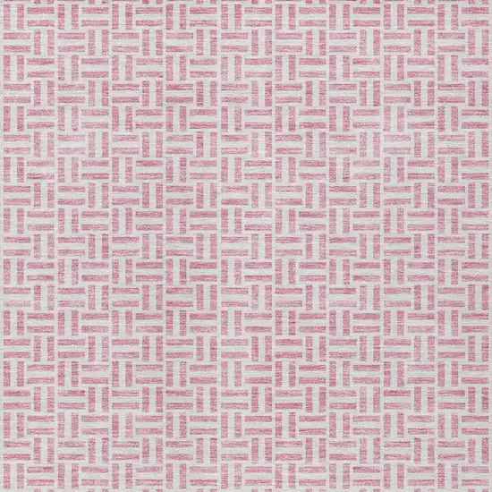 Pink And Silver Geometric Washable Indoor Outdoor Area Rug Photo 6