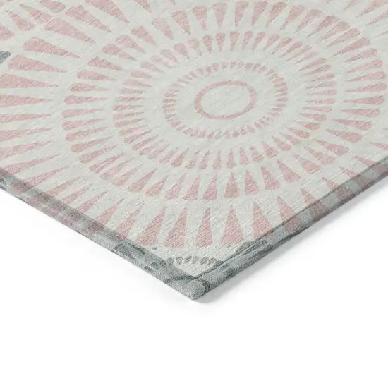 Pink Gray And Ivory Geometric Washable Indoor Outdoor Area Rug Photo 4