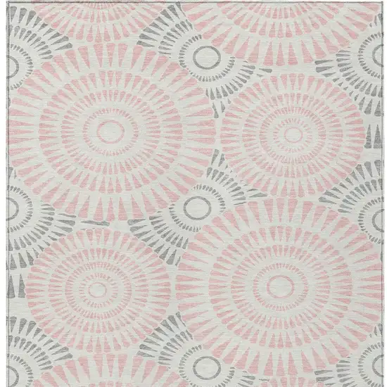 Pink Gray And Ivory Geometric Washable Indoor Outdoor Area Rug Photo 7