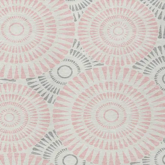 Pink Gray And Ivory Geometric Washable Indoor Outdoor Area Rug Photo 6