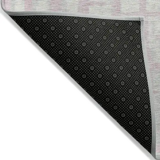 Pink Gray And Ivory Striped Washable Indoor Outdoor Area Rug Photo 4