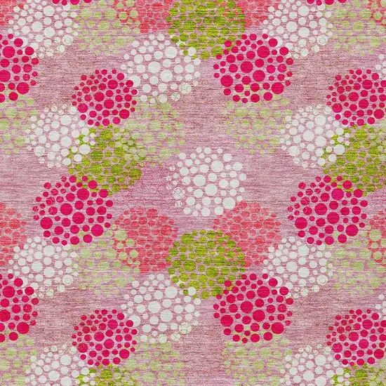 Pink Green And Ivory Polka Dot Washable Indoor Outdoor Area Rug Photo 5