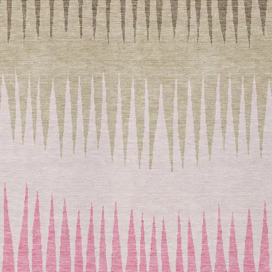 Pink Ivory And Brown Striped Washable Indoor Outdoor Area Rug Photo 7