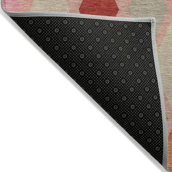 Pink Red And Copper Geometric Washable Indoor Outdoor Area Rug Photo 4
