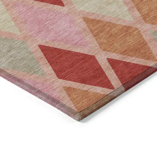 Pink Red And Copper Geometric Washable Indoor Outdoor Area Rug Photo 5
