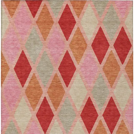 Pink Red And Copper Geometric Washable Indoor Outdoor Area Rug Photo 8