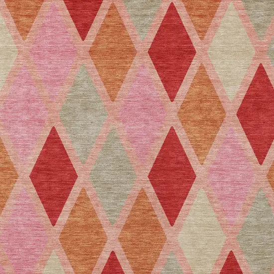 Pink Red And Copper Geometric Washable Indoor Outdoor Area Rug Photo 6