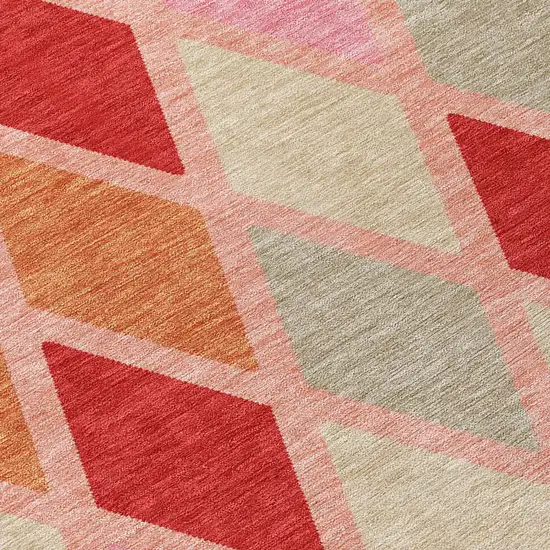 Pink Red And Copper Geometric Washable Indoor Outdoor Area Rug Photo 7