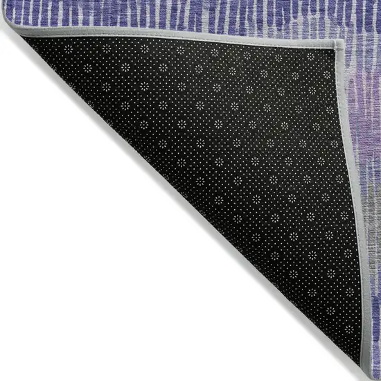 Purple And Gray Striped Washable Indoor Outdoor Area Rug Photo 4