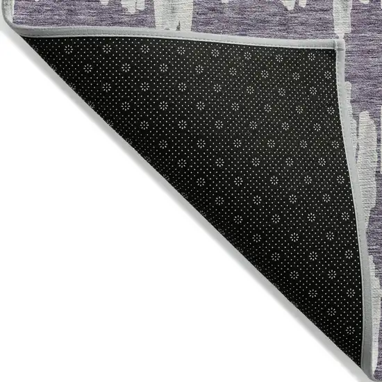 Purple And Gray Striped Washable Indoor Outdoor Area Rug Photo 4