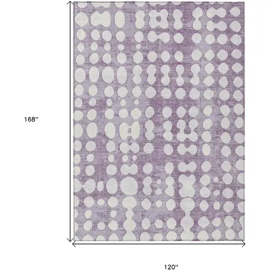 Purple And Ivory Abstract Washable Indoor Outdoor Area Rug Photo 3