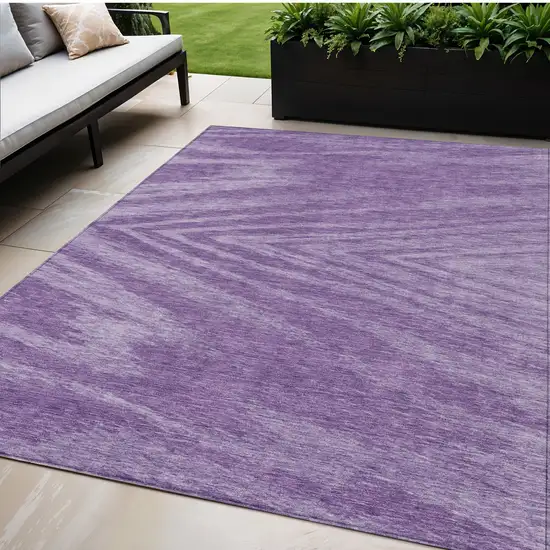 Purple And Ivory Abstract Washable Indoor Outdoor Area Rug Photo 1