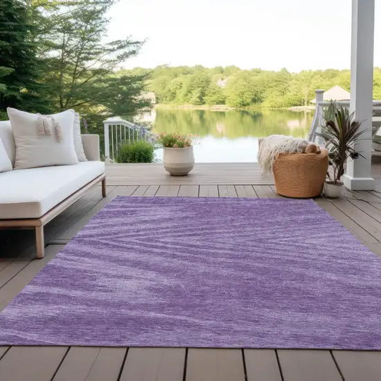 Purple And Ivory Abstract Washable Indoor Outdoor Area Rug Photo 8