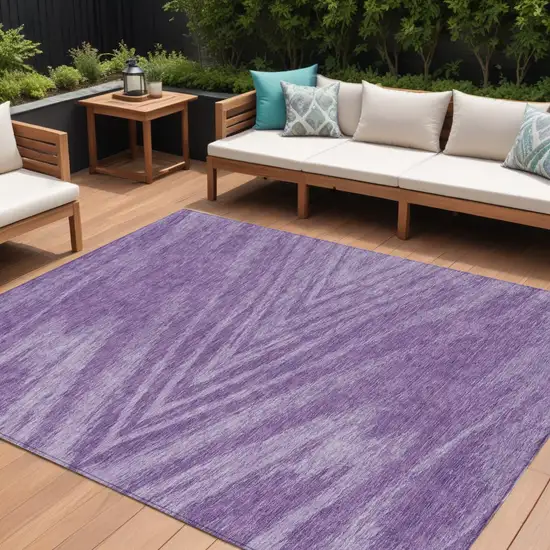 Purple And Ivory Abstract Washable Indoor Outdoor Area Rug Photo 1